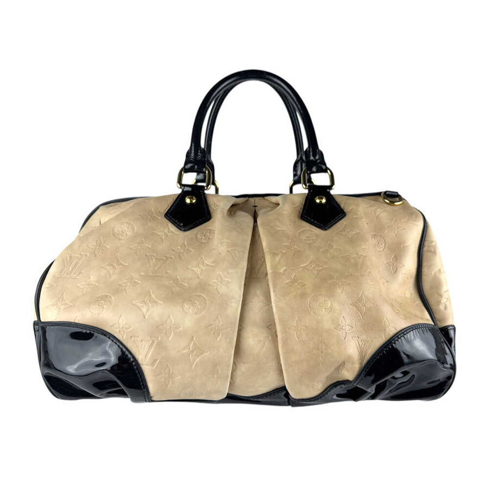 Louis Vuitton Monogram Stephen Shoulder Bag Handbag Beige Tan Leather Patent
